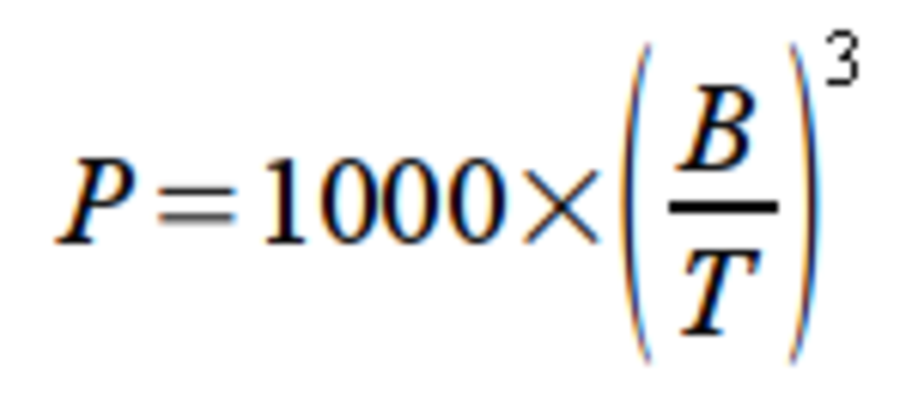 P=1000×(B/T)^3